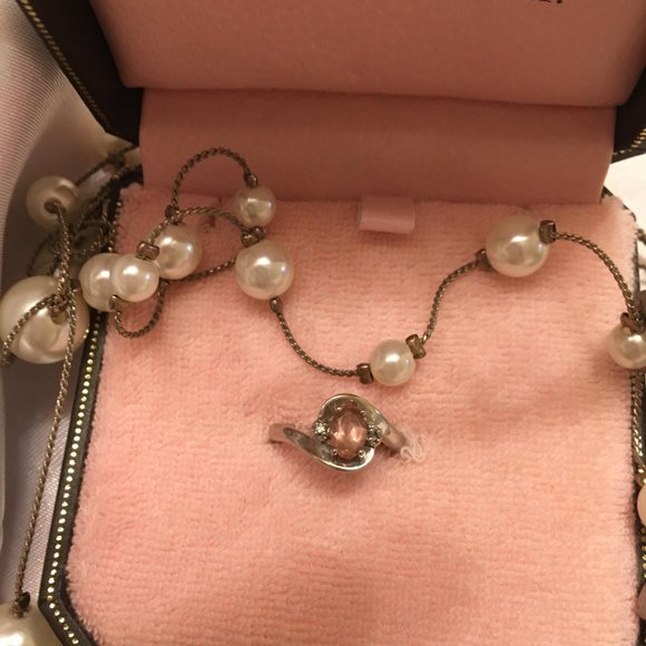 RARE vintage 10k white gold pink sapphire ring with diamonds - Picture 3 of 11